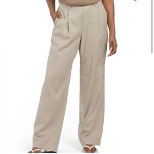 Vince | Tan Linen Blend Elastic Waist Trousers | Sz XS
